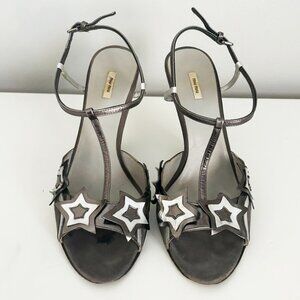 Miu Miu Heels: Gray Stars Shoes - Women's Size 37.5